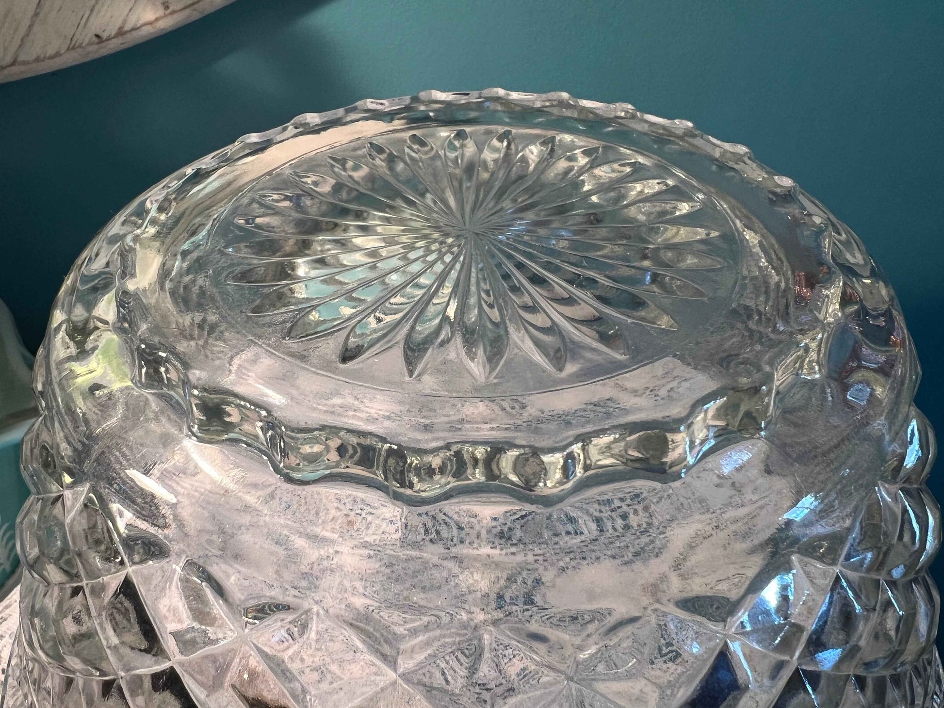 Anchor Hocking Wexford Pressed Glass Punch Bowl | 13.75" | Vintage Glassware