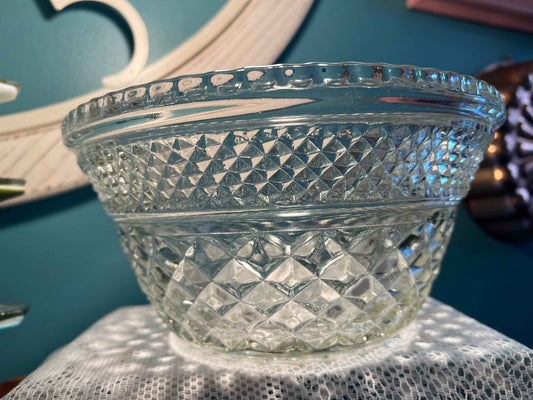 Anchor Hocking Wexford Pressed Glass Punch Bowl | 13.75" | Vintage Glassware
