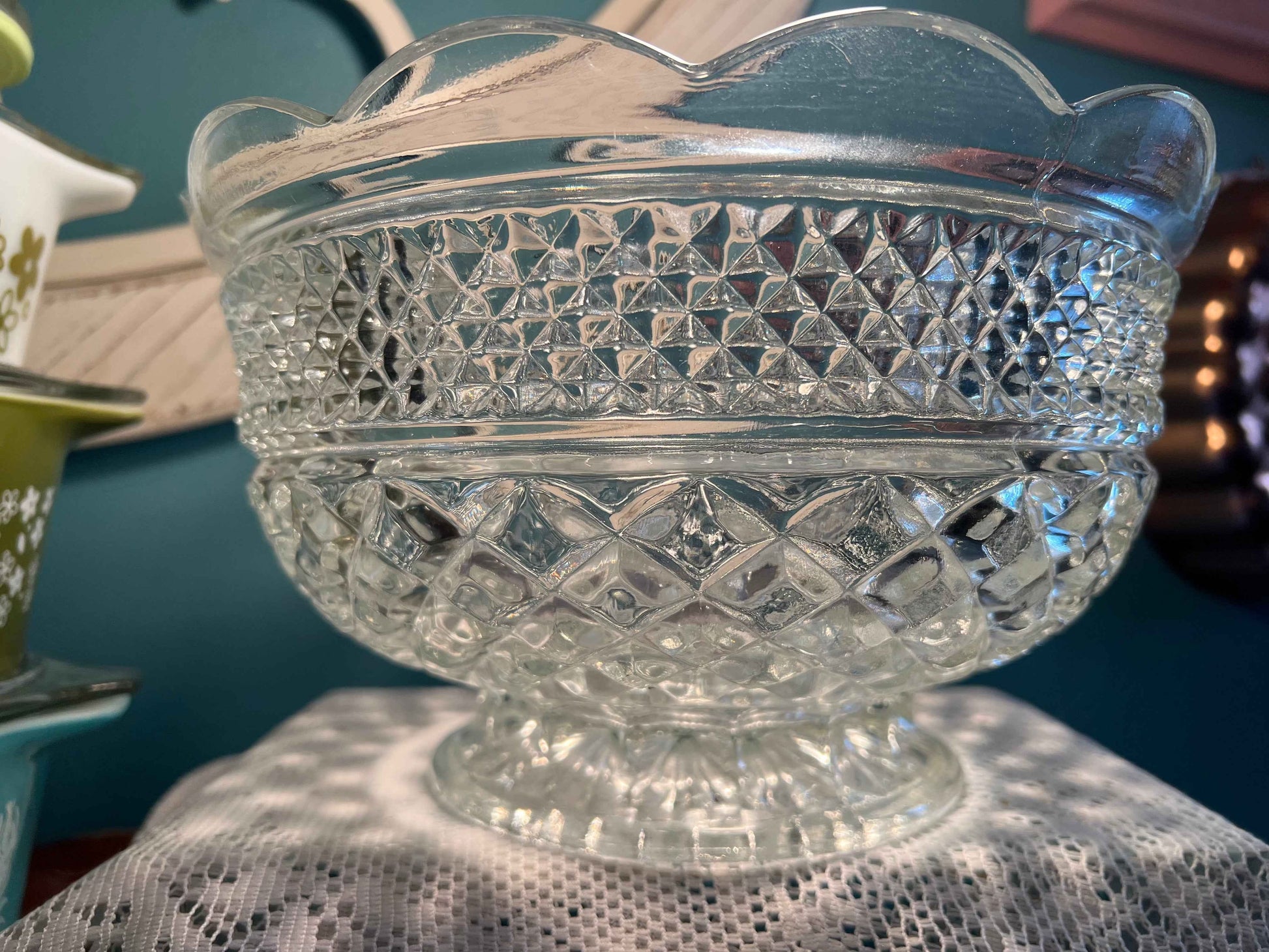 Anchor Hocking Wexford Bowl | Large Scalloped Edge | Vintage Glassware