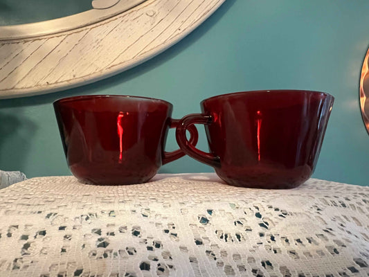 Anchor Hocking Royal Ruby Red Glass Cups - Set of 2 | Vintage Drinkware