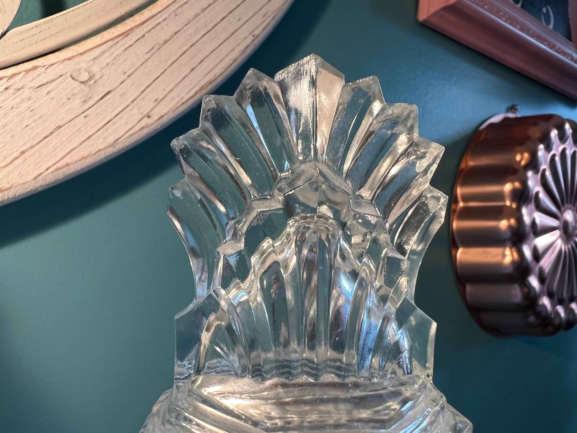 Art Deco Antique Glass Dresser Box | Powder Jar | 6" Collectible Glassware