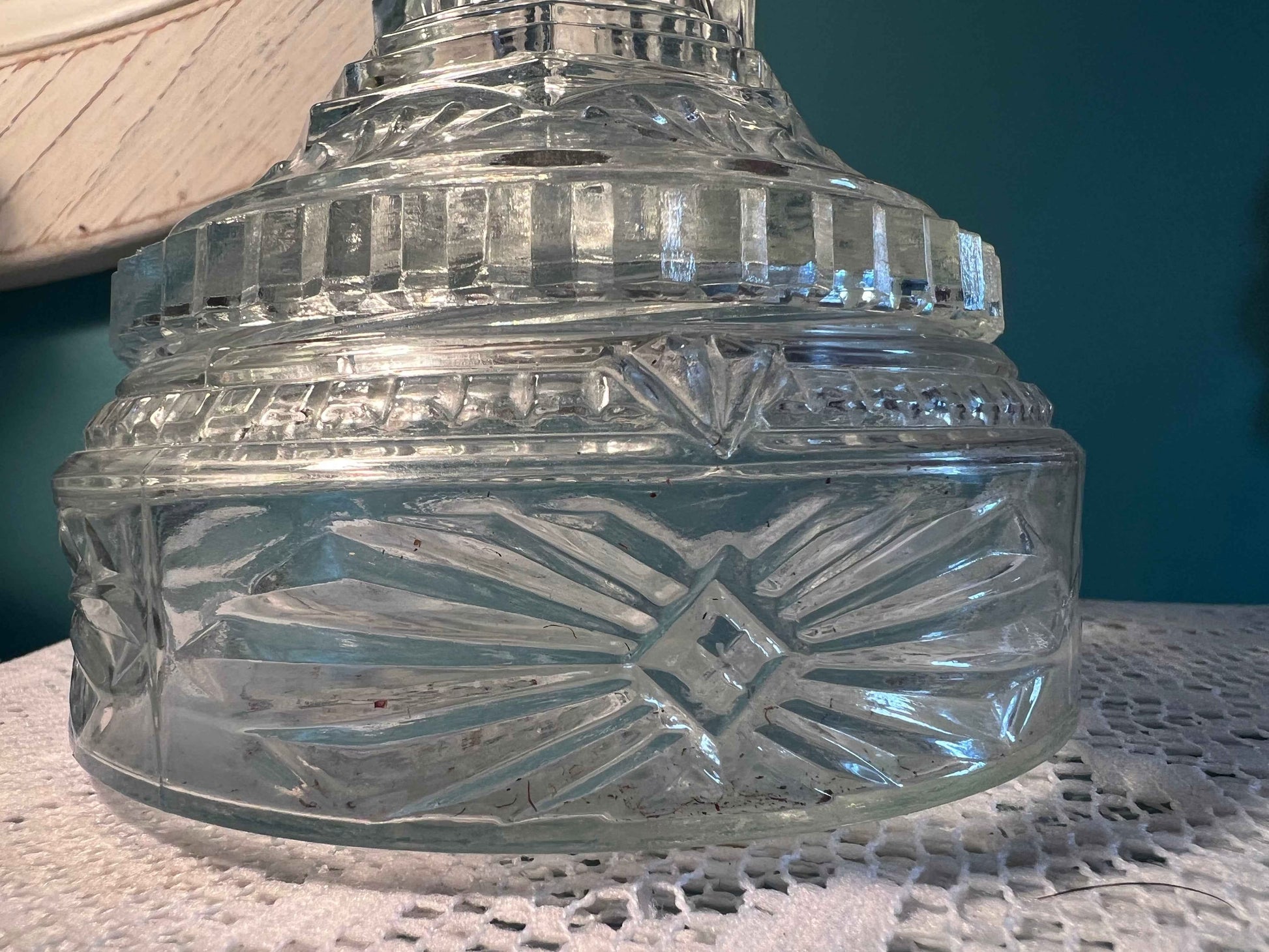 Art Deco Antique Glass Dresser Box | Powder Jar | 6" Collectible Glassware