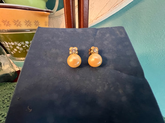 Collectible Avon faux pearl rhinestone earrings for non-pierced ears