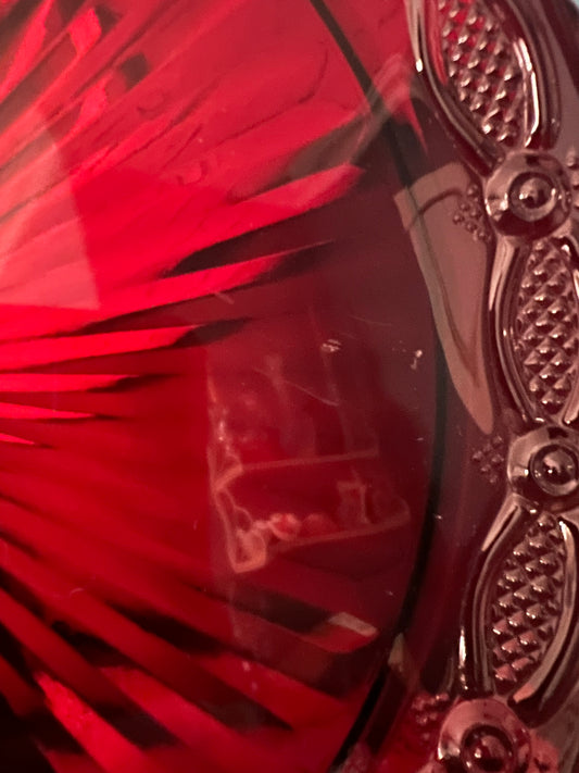 vintage red pressed glass serving dish AVON Cape Cod