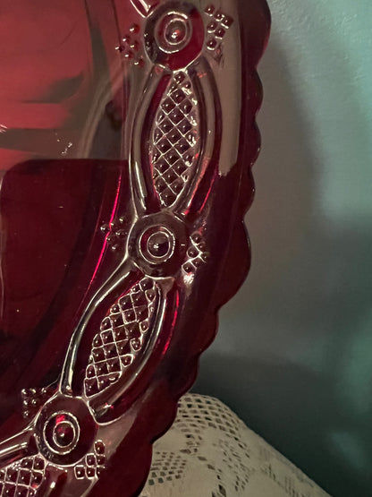 AVON ruby red Cape Cod glass plate for entertaining or display