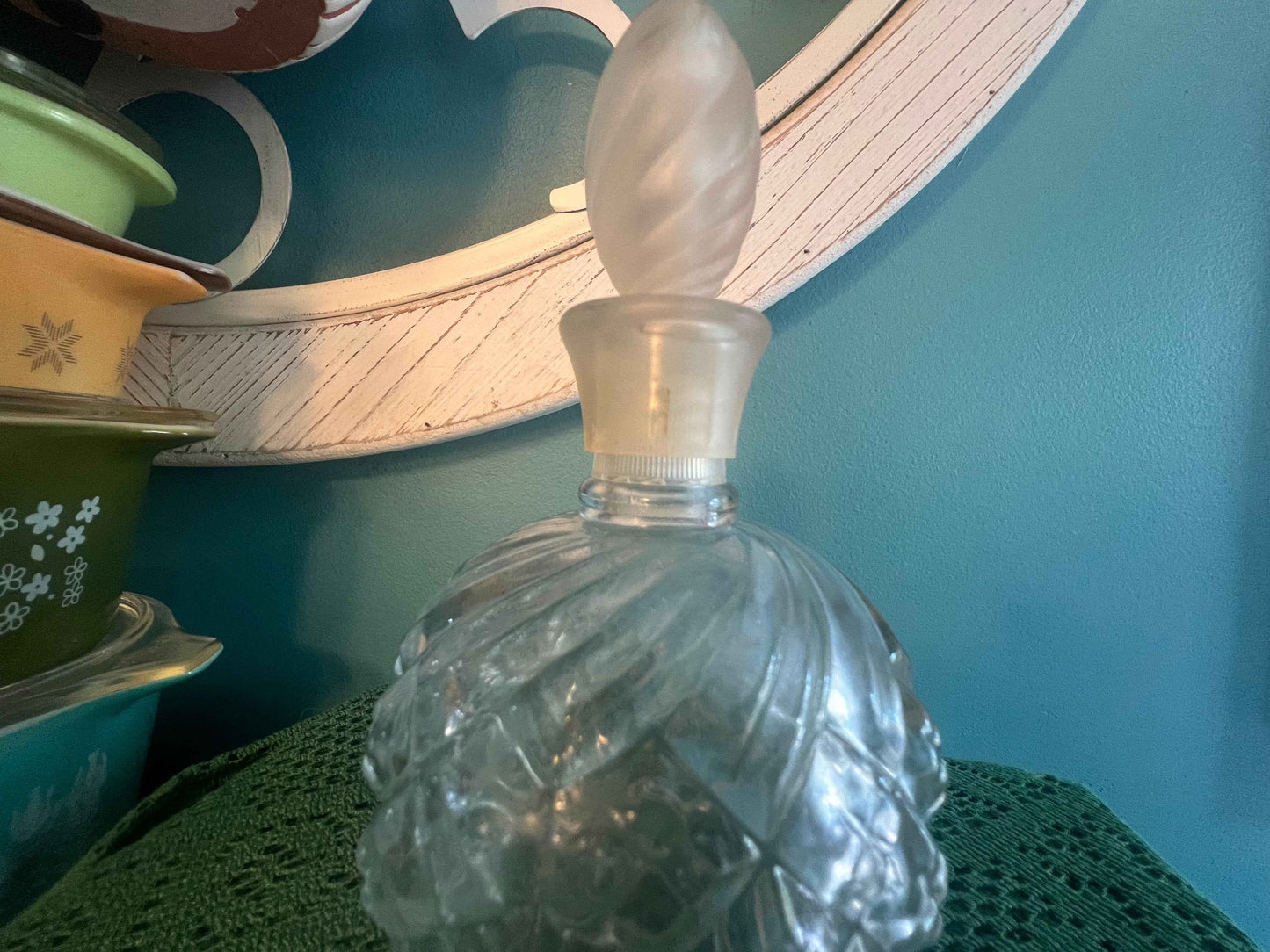 Vintage Avon Soft Swirls Clear Glass Bath Oil Decanter – 8 fl. oz