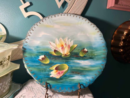 Beyer & Bock Hand-Painted Water Lily Porcelain Plate | Vintage Glassware