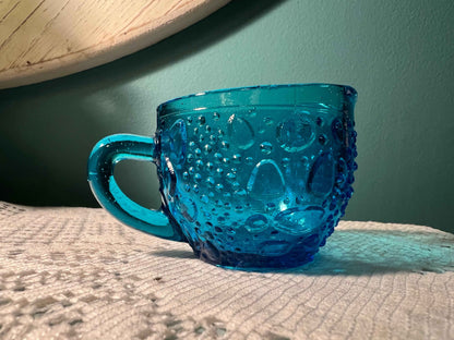 Vintage Cobalt Blue Depression Glass Open Sugar Bowl & Creamer | Water Drops Pattern