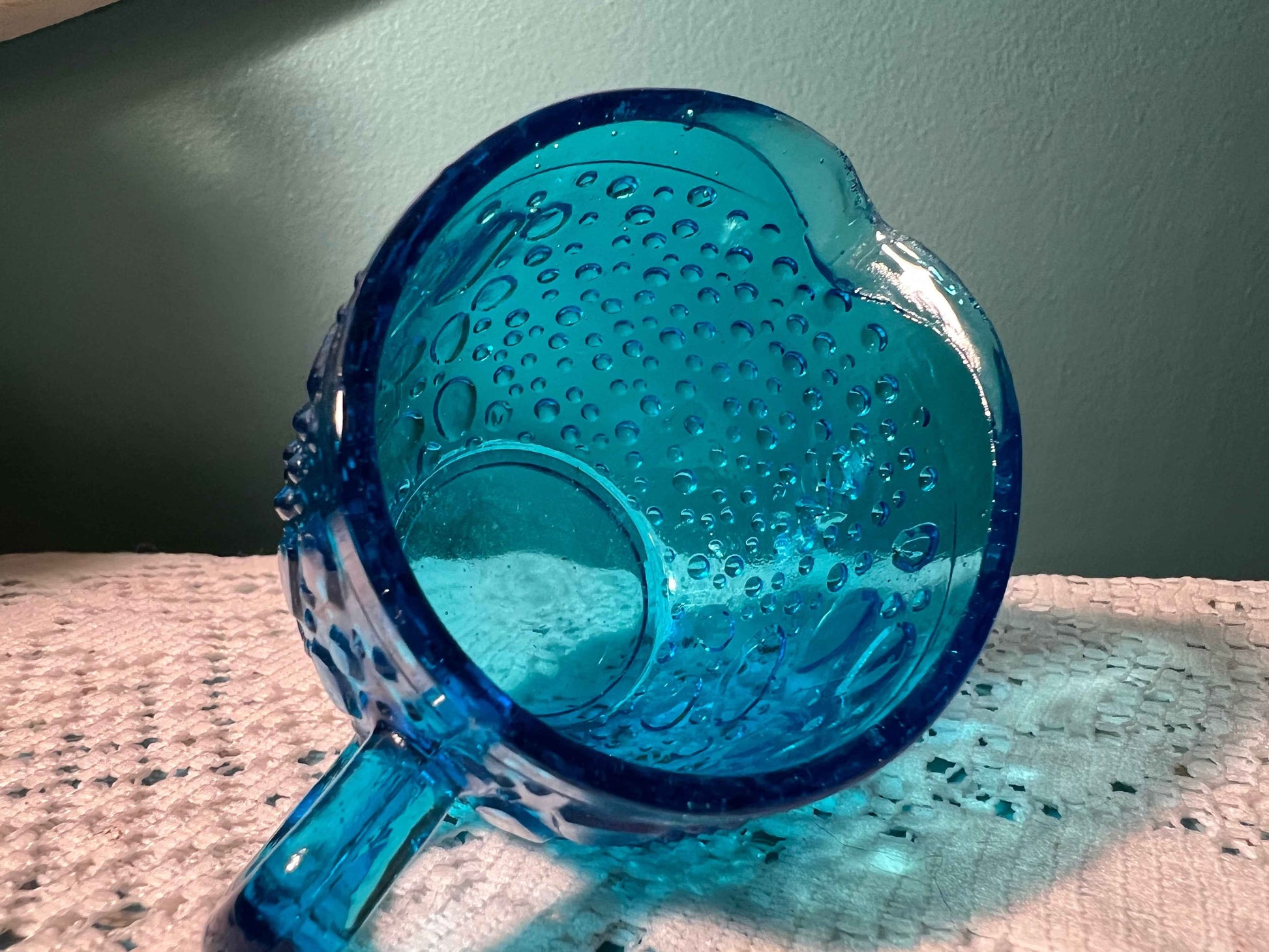 Vintage Cobalt Blue Depression Glass Open Sugar Bowl & Creamer | Water Drops Pattern