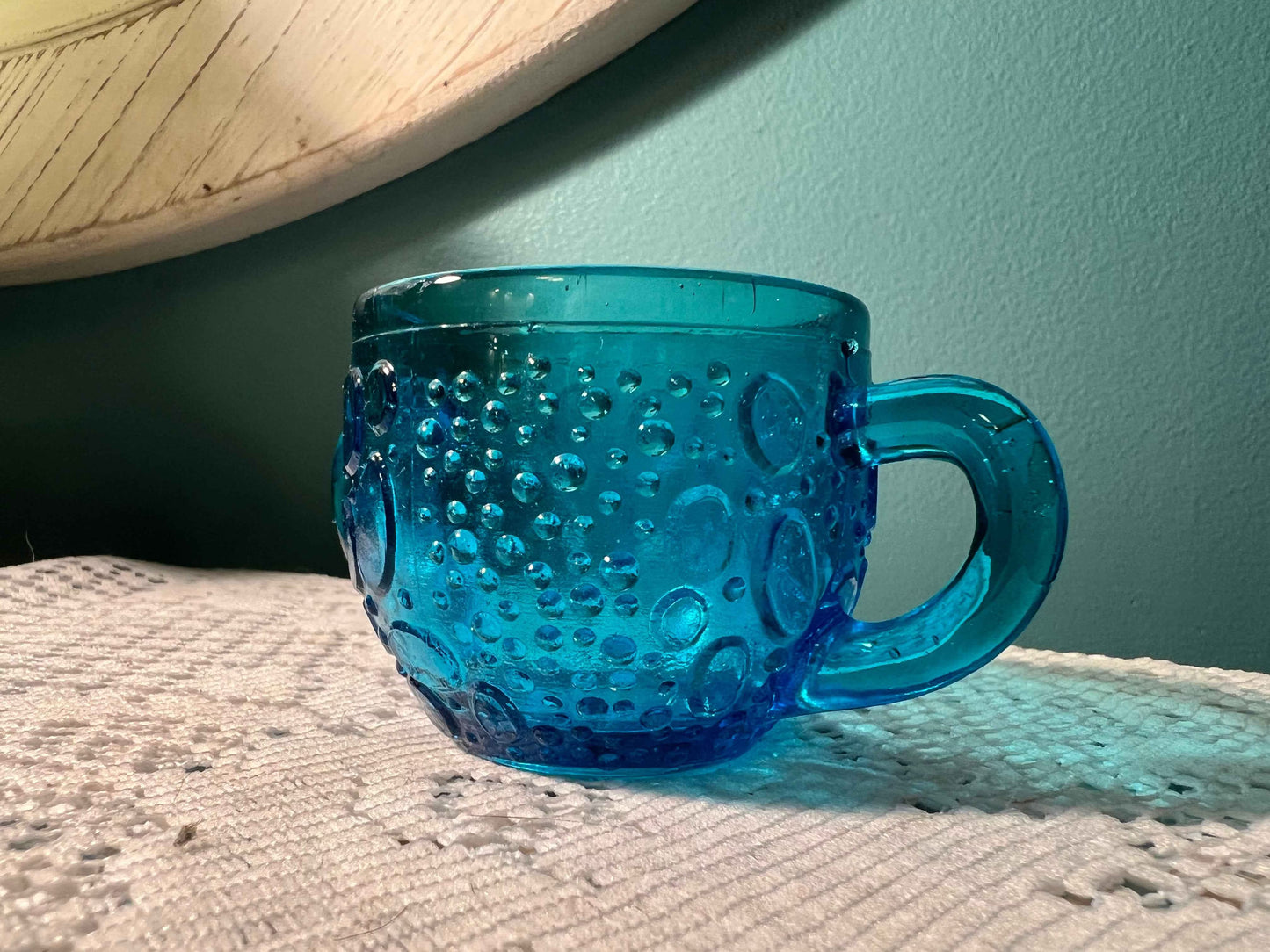 Vintage Cobalt Blue Depression Glass Open Sugar Bowl & Creamer | Water Drops Pattern