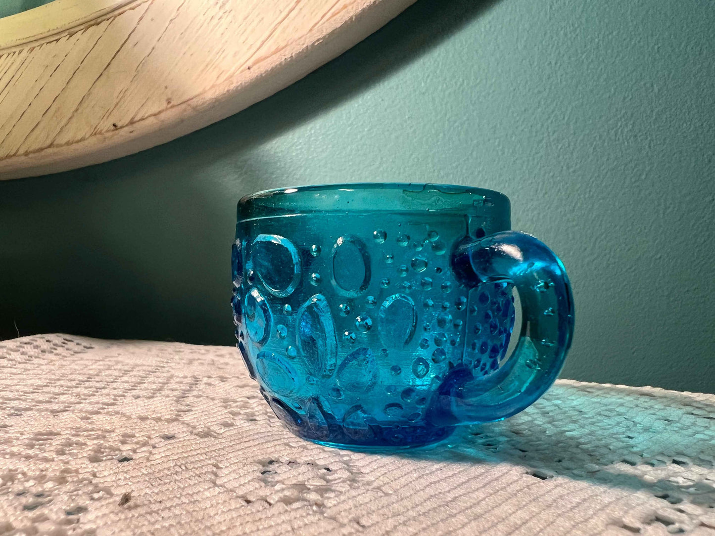 Vintage Cobalt Blue Depression Glass Open Sugar Bowl & Creamer | Water Drops Pattern
