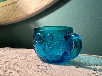 Vintage Cobalt Blue Depression Glass Open Sugar Bowl & Creamer | Water Drops Pattern