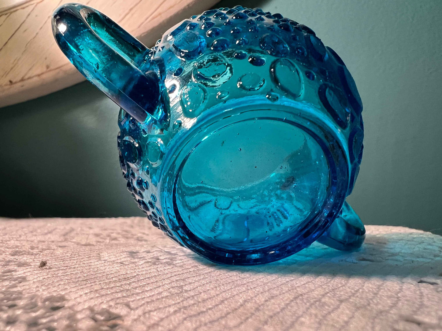Vintage Cobalt Blue Depression Glass Open Sugar Bowl & Creamer | Water Drops Pattern