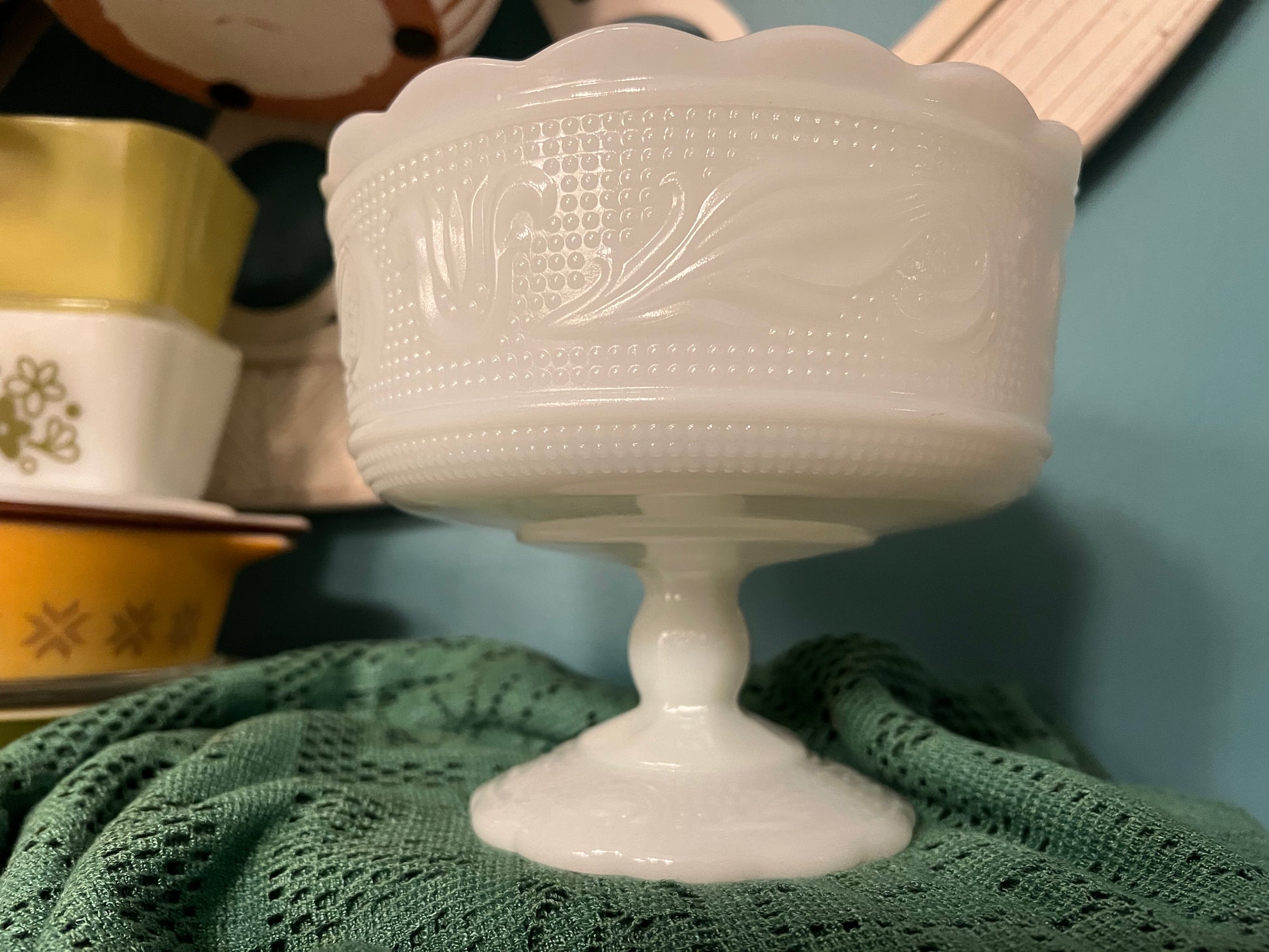 Vintage milk glass compote