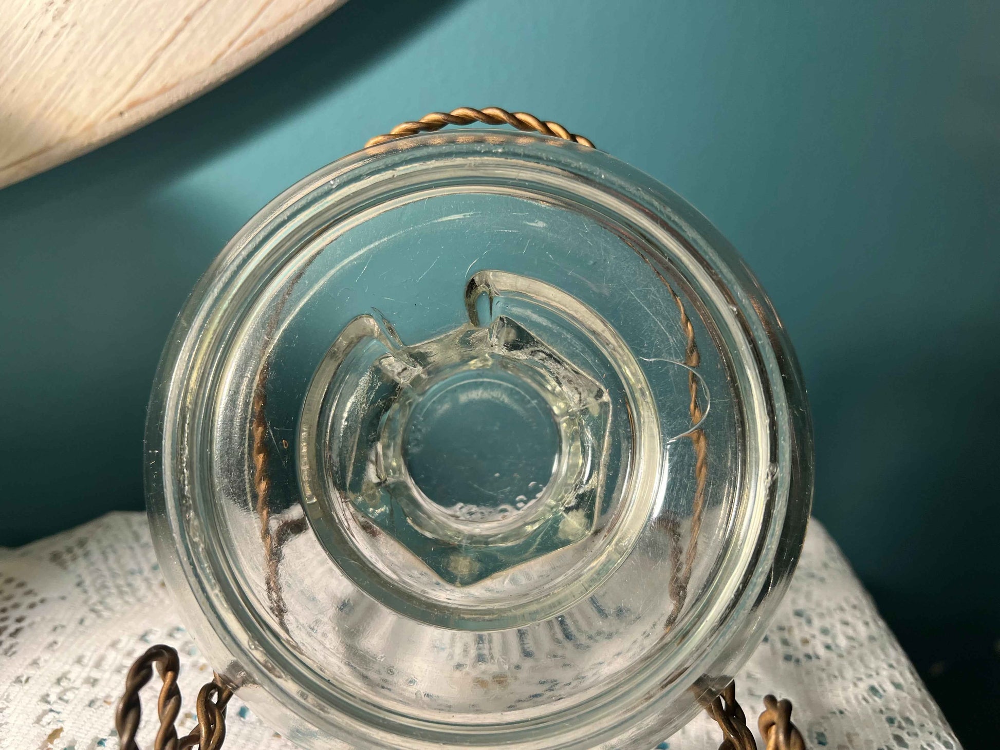 Vintage Clear Glass Chicken Waterer Base Smooth Rim | Vintage Glassware