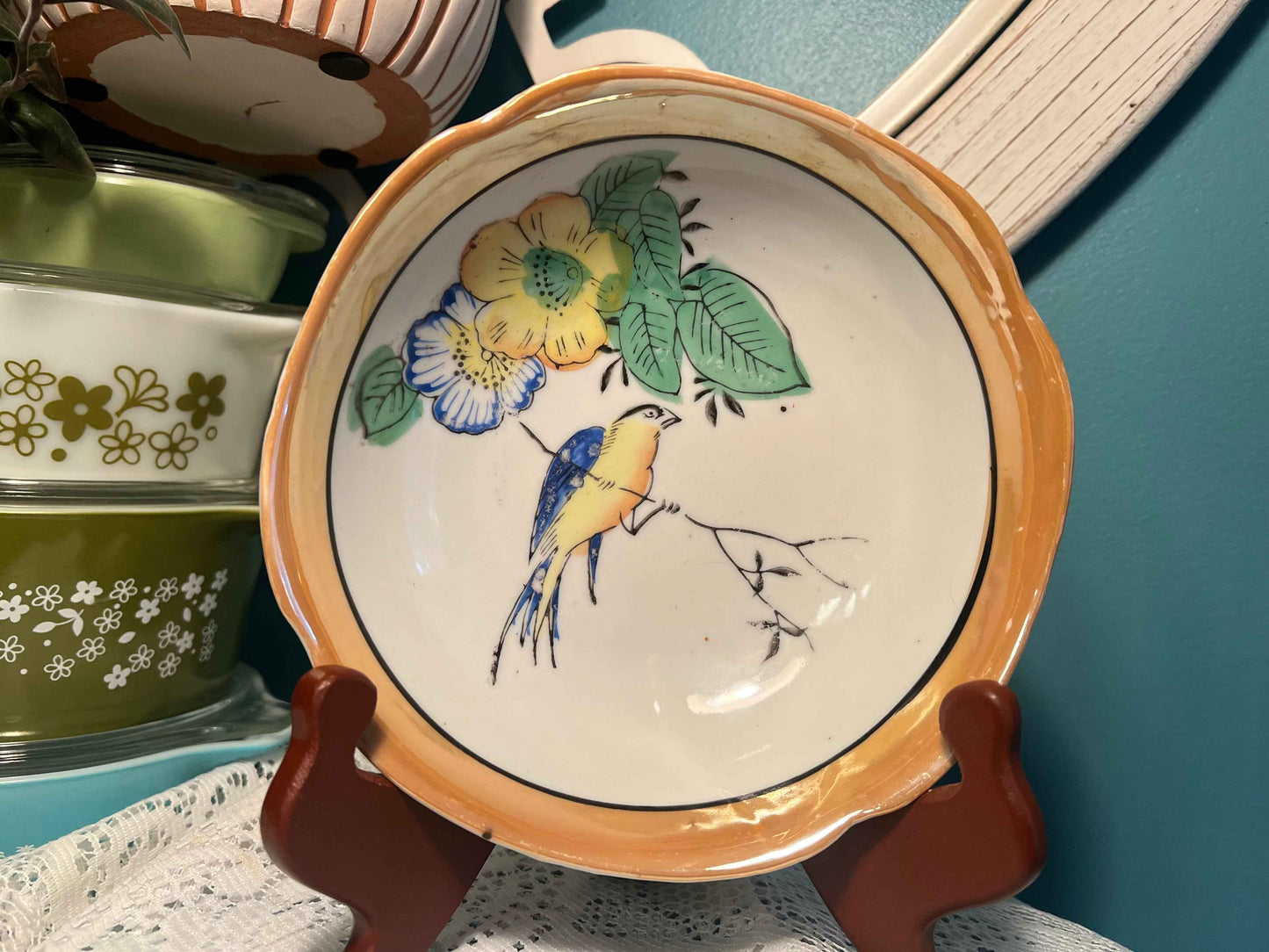 Lusterware Chikaramachi Japanese Bowl | Birds & Flowers | Vintage Mid-Century Dishware