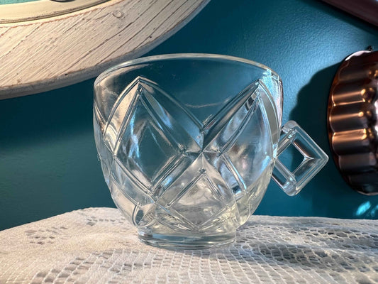 Vintage Colony Diamond Block Punch Cup | Set of 2 | Clear Glassware