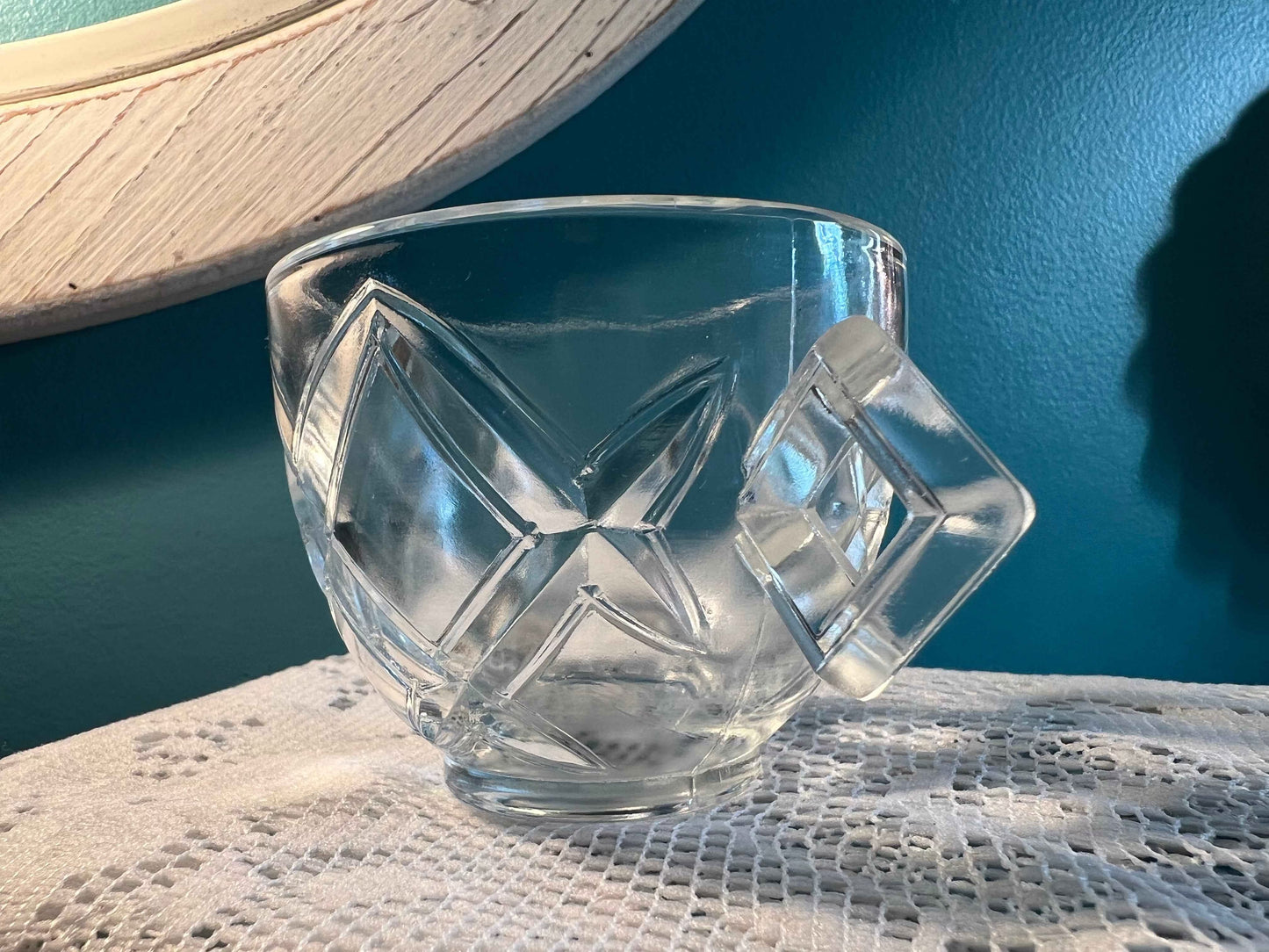 Vintage Colony Diamond Block Punch Cup | Set of 2 | Clear Glassware