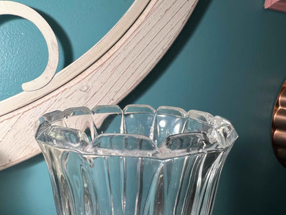 Vintage Coppercraft Brass & Lead Crystal Candle Holder | Heavy Crystal Candlestick Decor