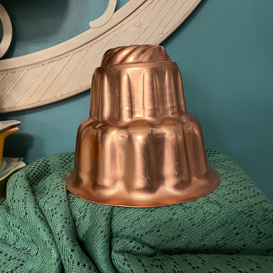 3-tier English-style copper jello and pudding form for rustic kitchen décor