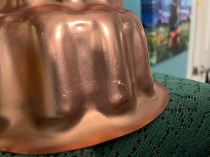 Rustic lightweight copper pudding mold with wall hanging loop