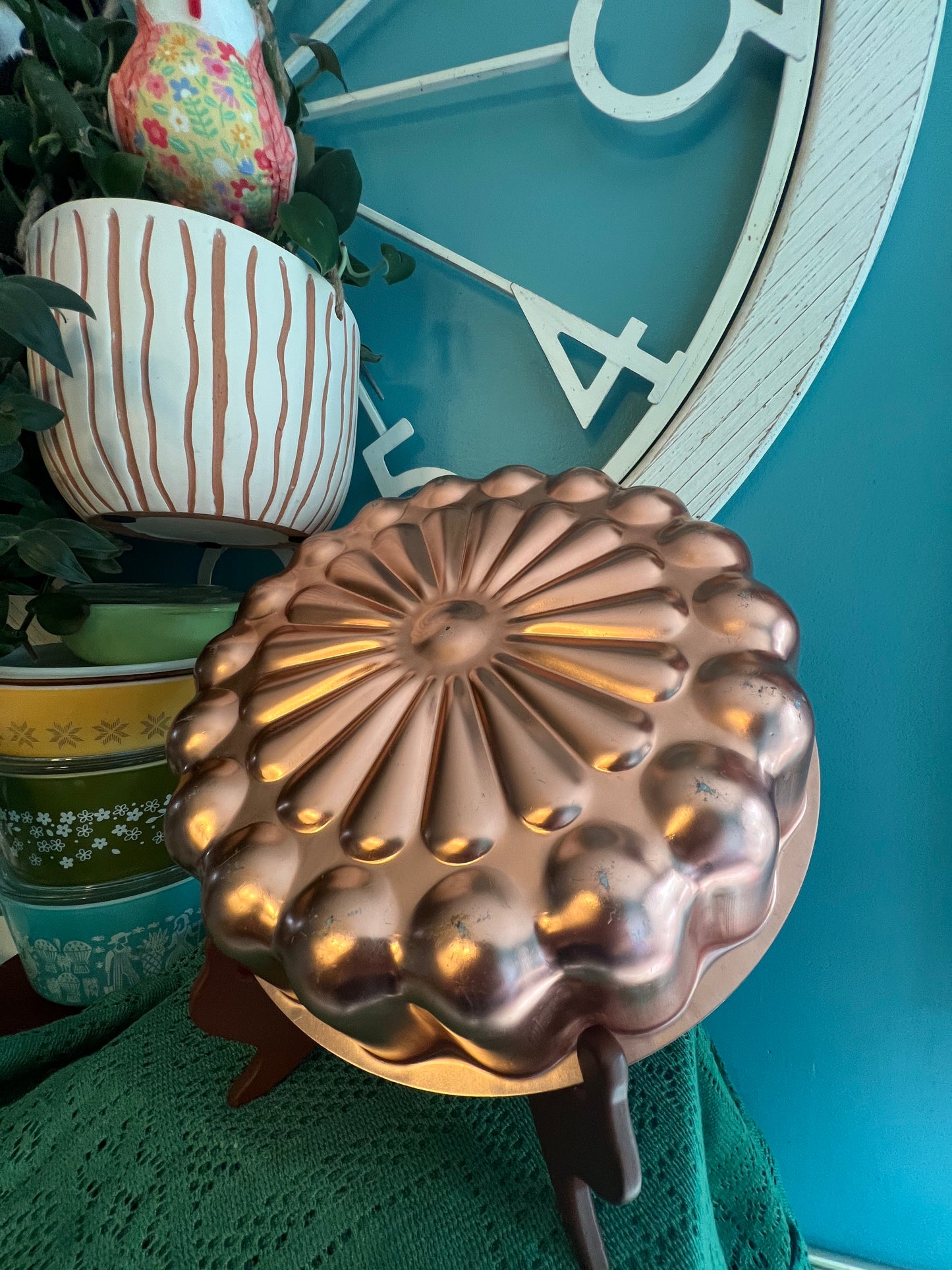 Mid-century copper tin mold for Jello, cake, or wall display