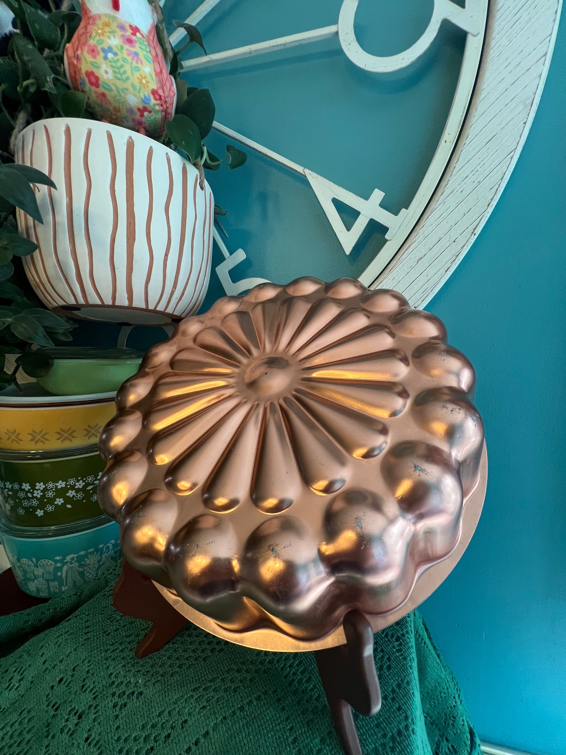 Mid-century copper tin mold for Jello, cake, or wall display