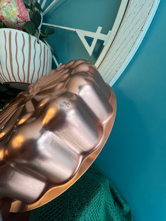 Rustic farmhouse copper wall decor mold with bumpy flower design