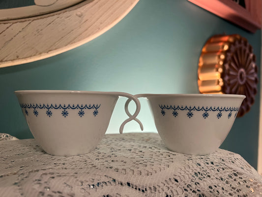 Durable glass-ceramic Corelle Snowflake Blue cup for vintage kitchen décor
