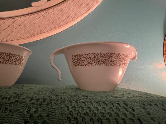 1970s mid-century Corelle Woodland Brown glass-ceramic coffee service
