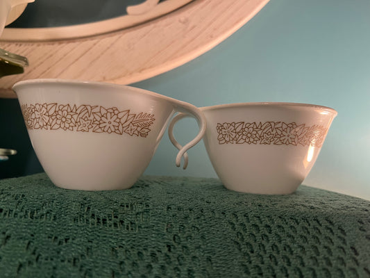 Stackable mid-century Corelle Woodland Brown coffee cup collectible
