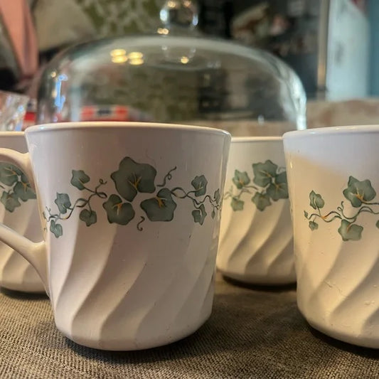 Vintage Corningware & Corelle Ivy Swirl Coffee/Tea Mugs 