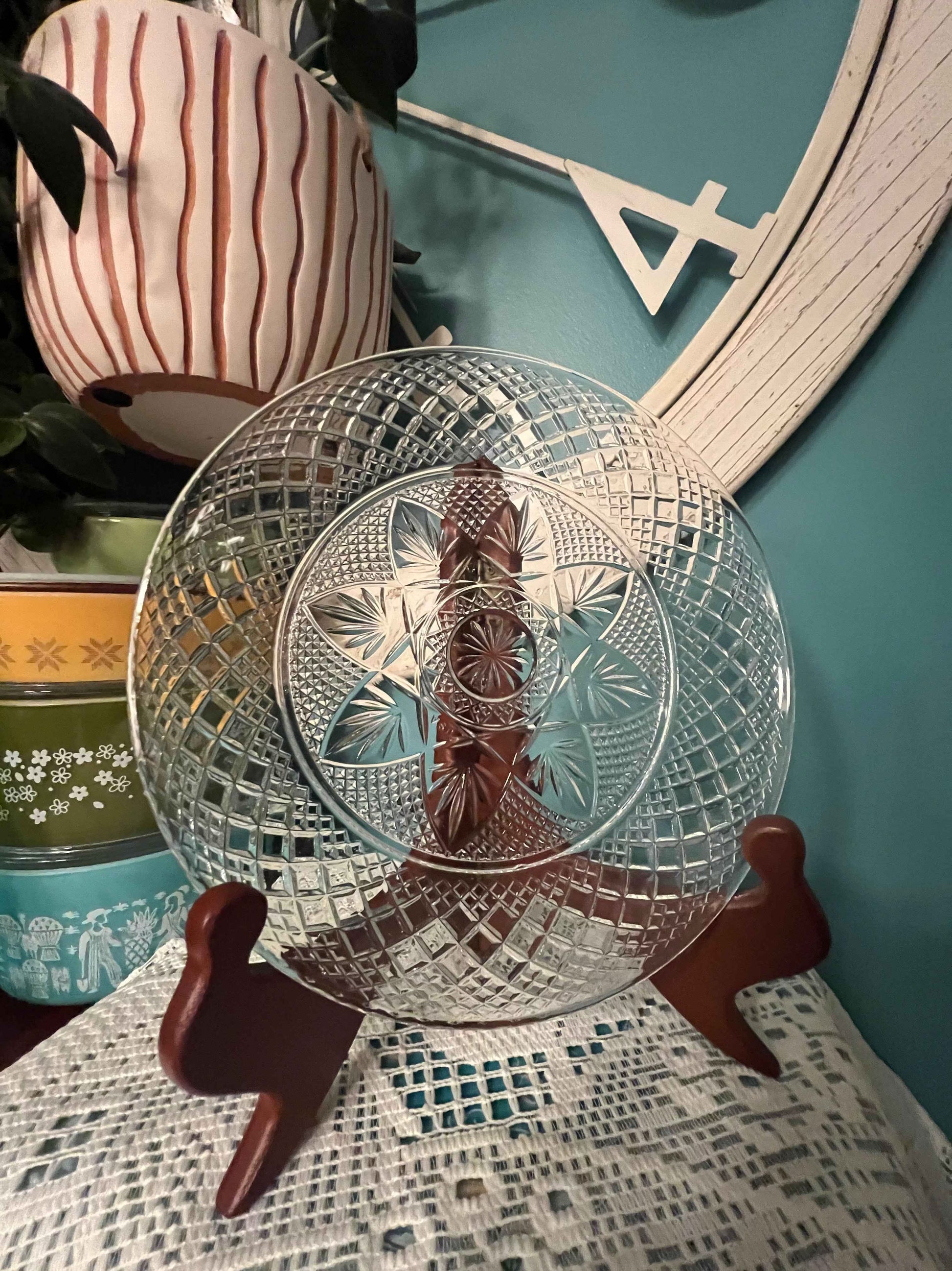 Vintage Cristal d’Arques-Durand / Luminarc Star Pattern Luncheon Plate – 8¼", 1990s Dessert / Salad Plate