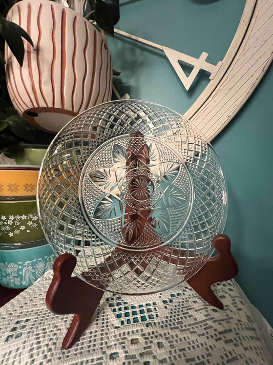 Vintage Cristal d’Arques-Durand / Luminarc Star Pattern Luncheon Plate – 8¼", 1990s Dessert / Salad Plate