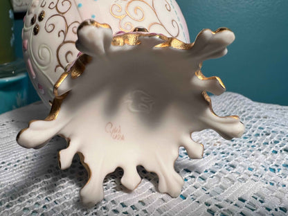 Cybis 1983 Lily of the Valley Decorative Egg | Porcelain Collectible | 24K Gold Accents