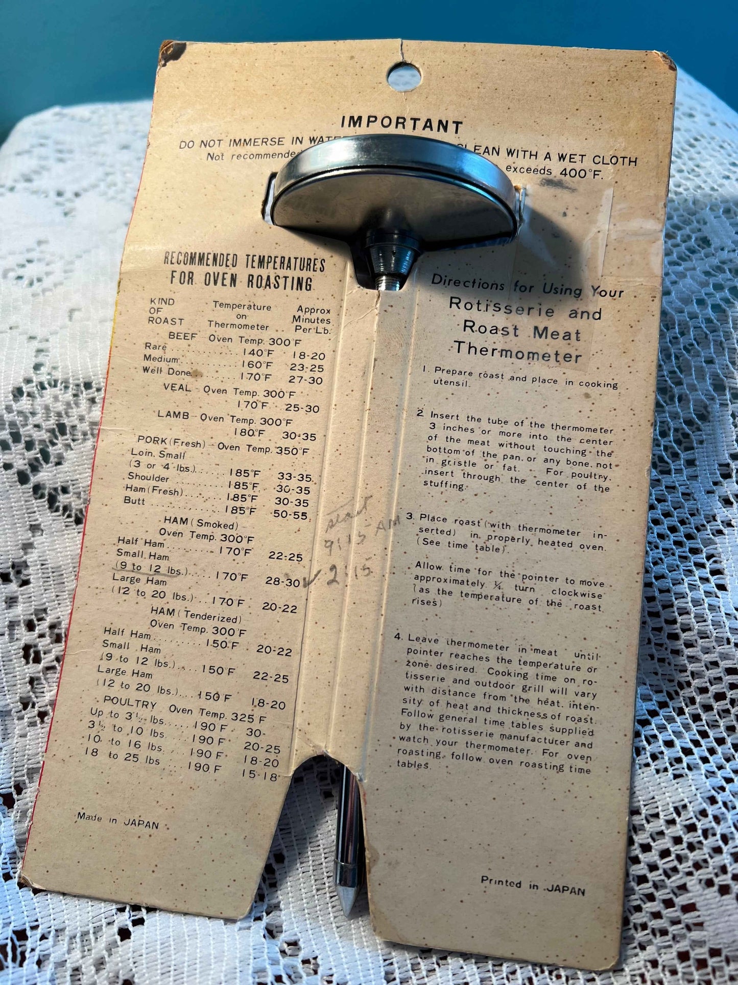 Vintage Deville Bi-Metal Meat Thermometer | Original Packaging | Mid-Century Kitchenware