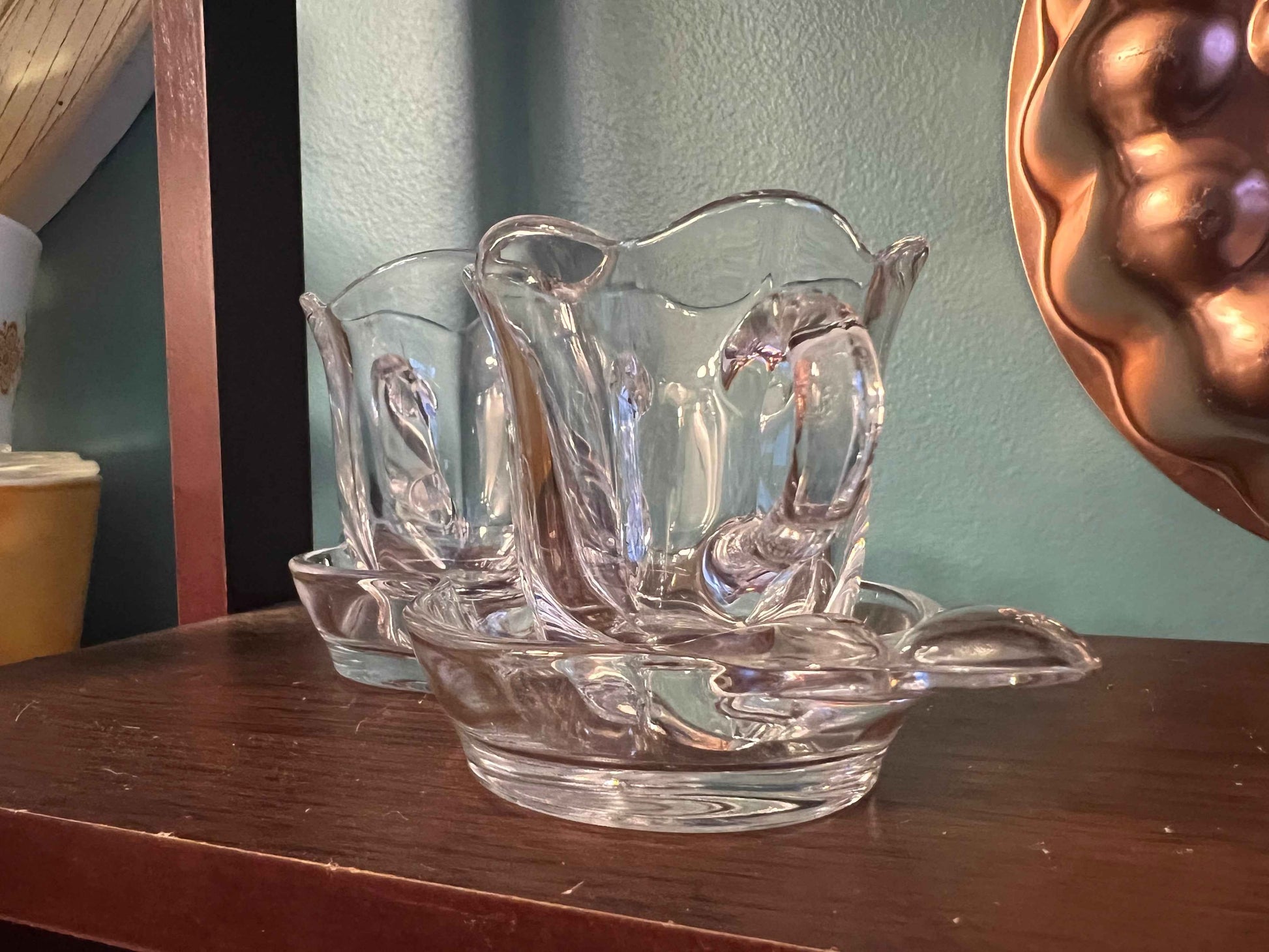 Duncan & Miller Canterbury Manganese Crystal Sugar, Creamer & Tray Set | Depression Glassware