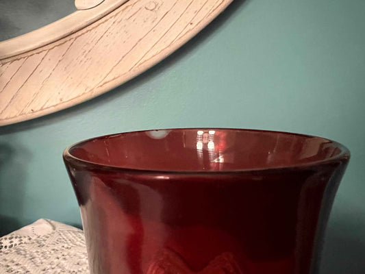 EAPG Heart Band Ruby-Stained Tumbler | Early American Pattern Glass | 3.75" Vintage Drinking Glass