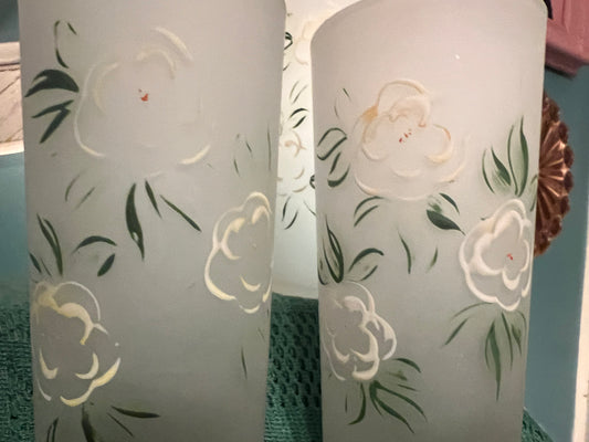 Mid-century collectible frosted glass tumblers for retro kitchen or table décor