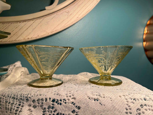 Federal Glass Madrid Amber Dessert Cup | Yellow Depression Glass | Vintage Collectible Glassware