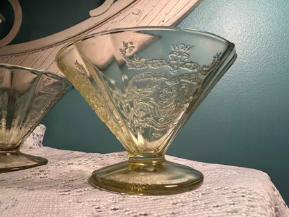 Federal Glass Madrid Amber Dessert Cup | Yellow Depression Glass | Vintage Collectible Glassware