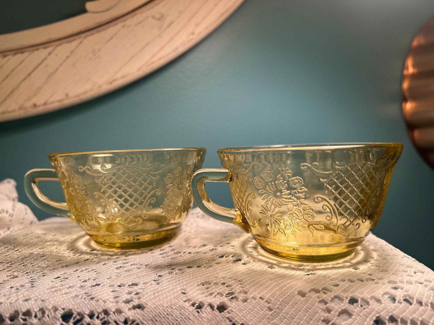 Vintage Federal Glass Normandie Amber Cup | Tea or Coffee | Collectible Yellow Depression Glass