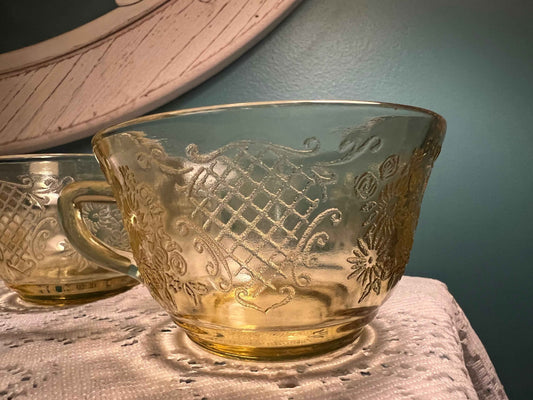 Vintage Federal Glass Normandie Amber Cup | Tea or Coffee | Collectible Yellow Depression Glass