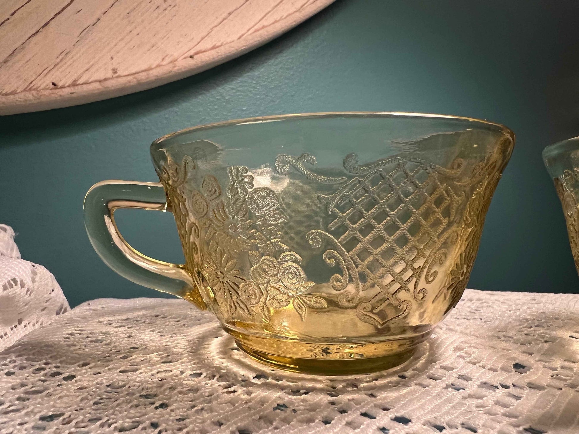 Vintage Federal Glass Normandie Amber Cup | Tea or Coffee | Collectible Yellow Depression Glass