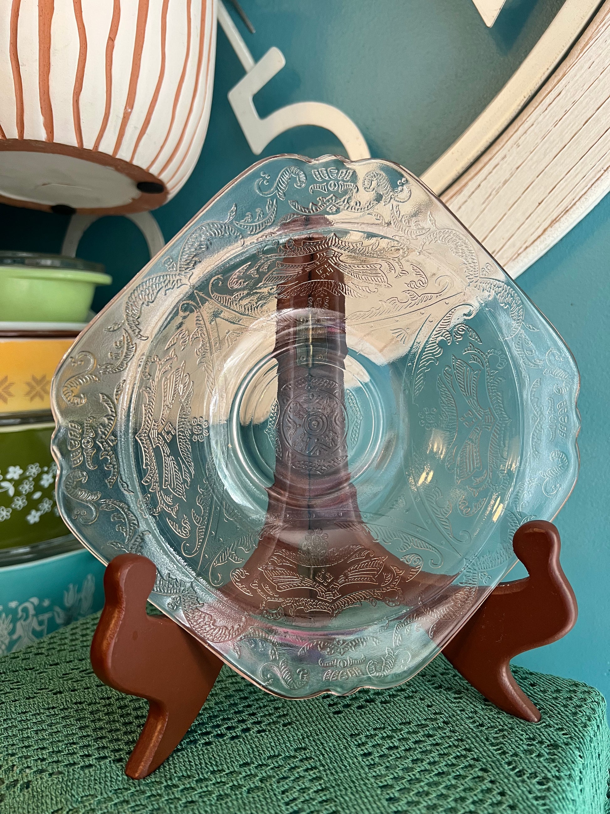 Vintage 1930s Federal Glass Madrid Pink Depression Glass rimmed bowl