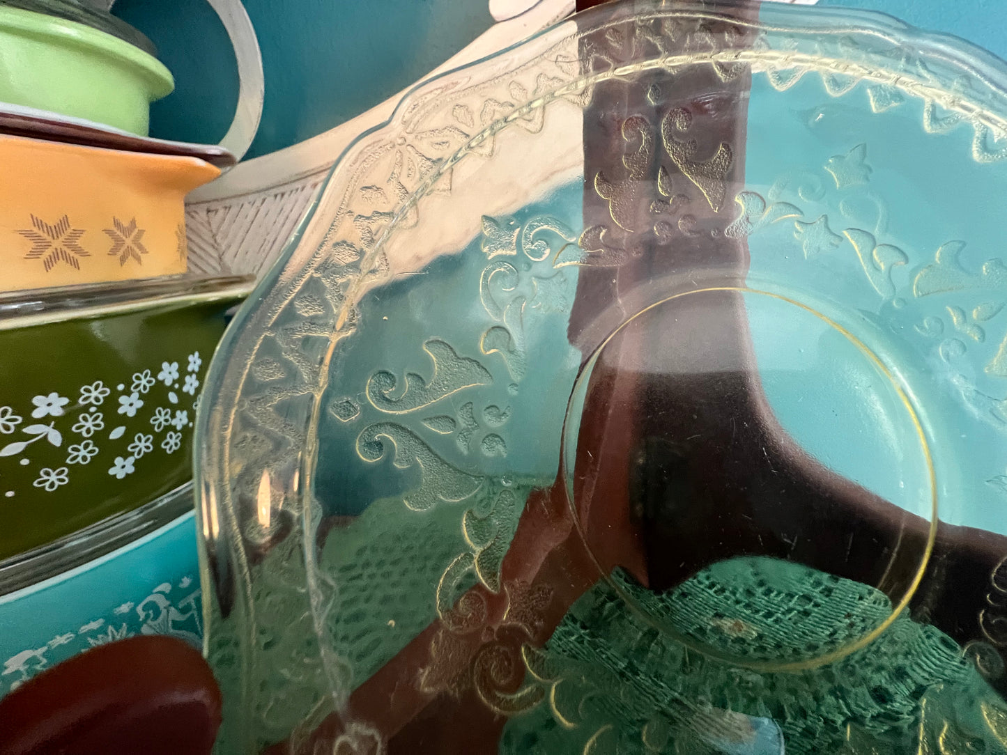 Collectible 1930s Federal Glass Patrician pattern saucer