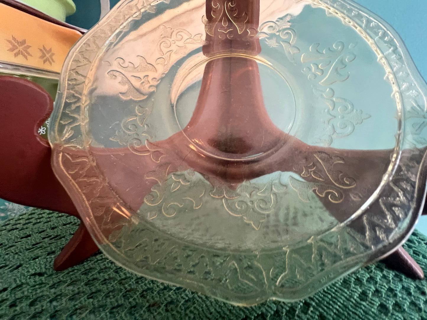 amber Depression Glass tea or dessert saucer