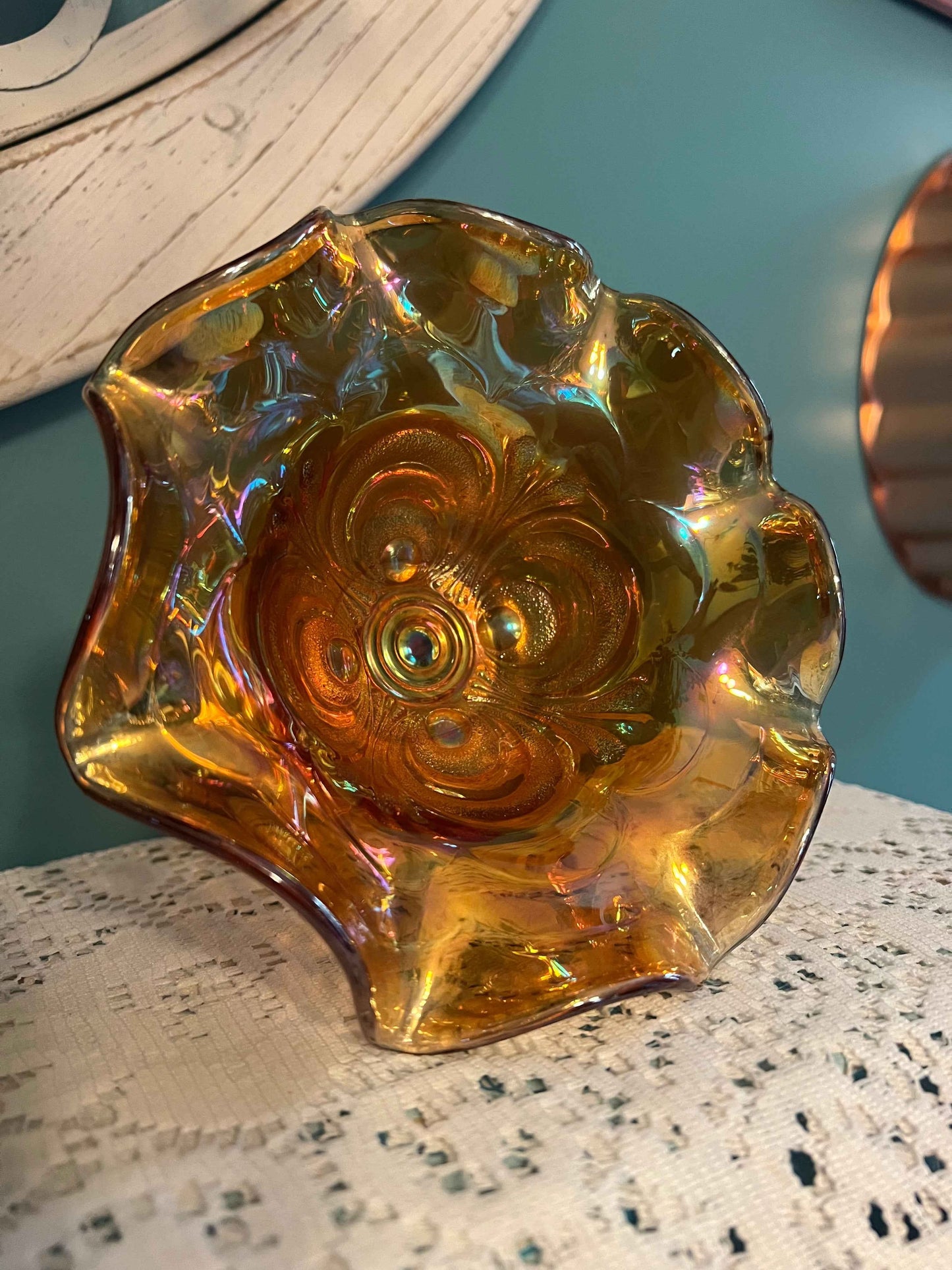 Fenton Compote Marigold Carnival Glass | 4" x 5" | Vintage Collectible Glassware