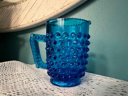 Cobalt Blue Fenton Glass Hobnail Mini Pitcher | Collectible Vintage Glassware