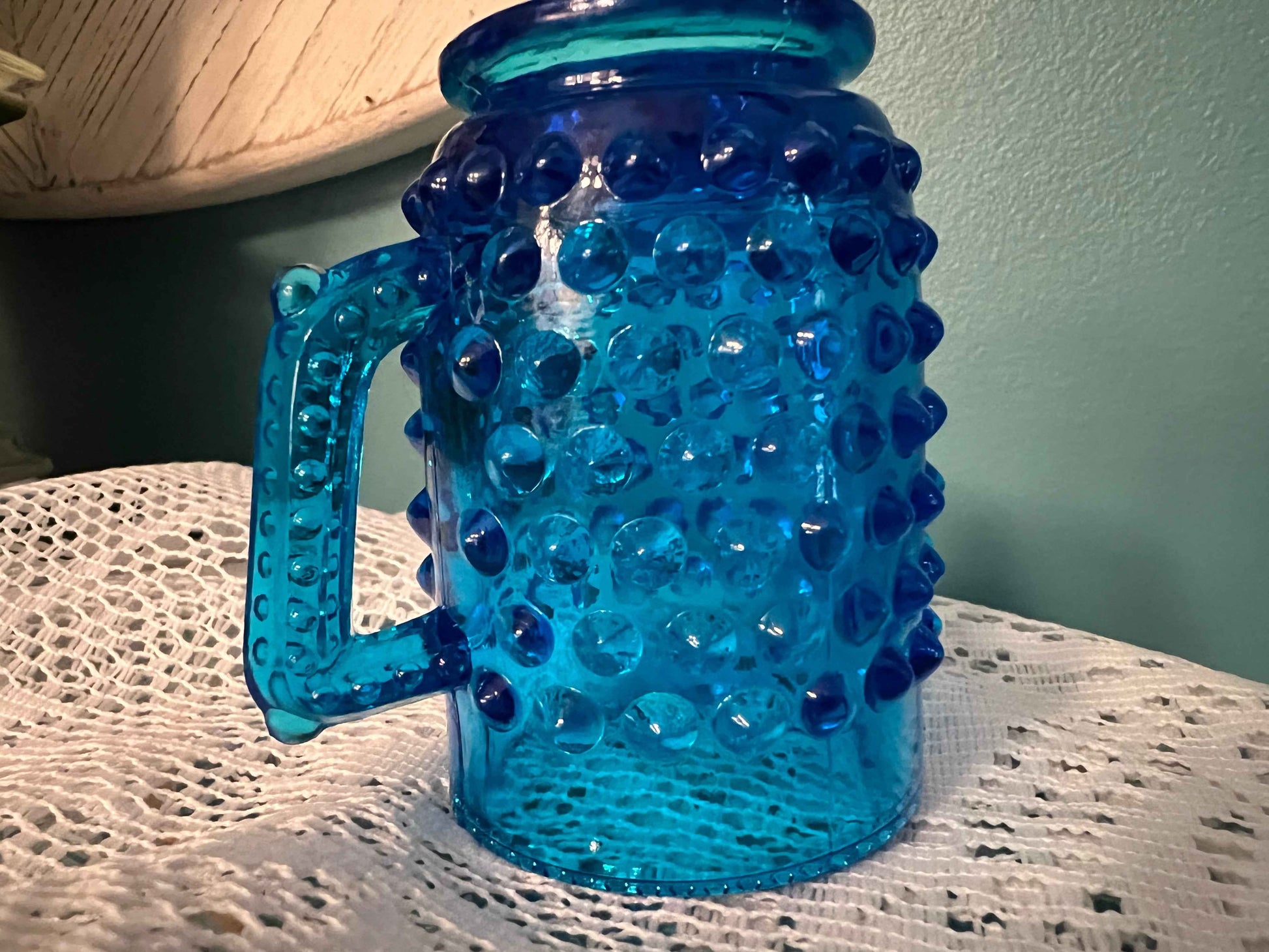 Cobalt Blue Fenton Glass Hobnail Mini Pitcher | Collectible Vintage Glassware